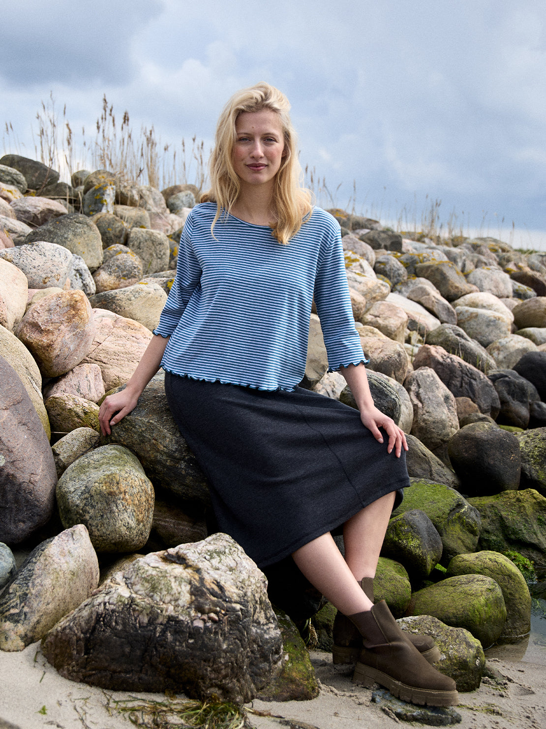 Oversize blouse org. cotton narrow stripes