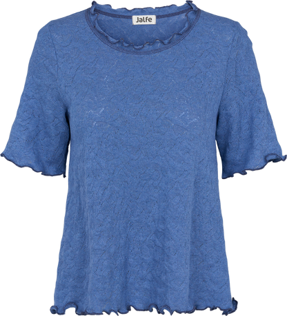 Frill shirt s/s org. cotton  jacquard