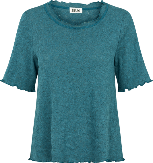 Frill shirt s/s org. cotton  jacquard