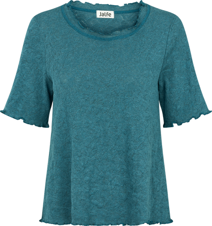 Frill shirt s/s org. cotton  jacquard
