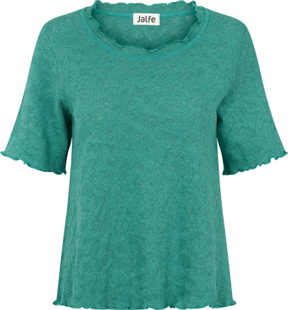 Frill shirt s/s org. cotton  jacquard